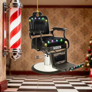 Personalized Barber Chair Ornament - A Unique Christmas Gift for Our Hero Barber