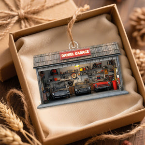 Personalized Auto Garage Acrylic Ornament โ Custom Mechanic Gift & Repair Shop Decor