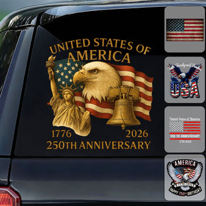 Personalized Faith, Family & Freedom America 250 Years Car Window Decal Sticker