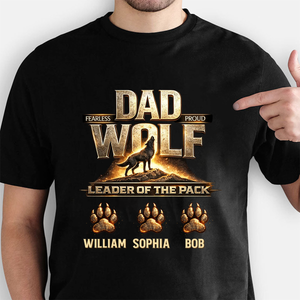 Papa Wolf T-shirt Personalized Gift for Father's Day