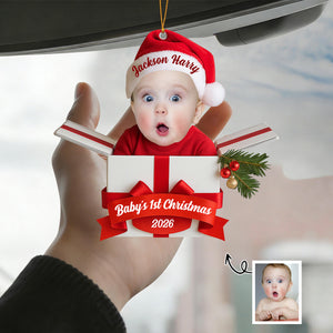 Cute Baby And Gift Box – Baby's 1st Christmas Personalized Ornament