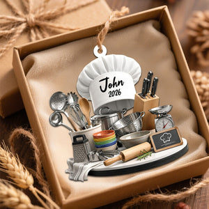 Personalized Kitchen Christmas Ornament | Chef Gift & Cooking Stove Decor