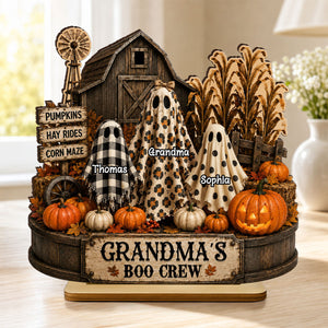 Personalized "Grandma's Boo Crew" Pumpkin Patch Plaque – Halloween Gift For Grandma