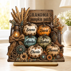Personalized "Western Leopard Pumpkin Patch" Wooden Plaque β Fall Halloween Decor For Grandma