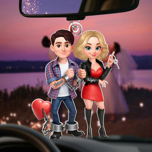 Unique Creative Gift For Couples β Personalized Funny Cartoon Couple Acrylic Ornament With Handcuffed Love Design