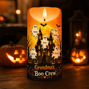 "Grandma's Little Boo Crew" Haunted House β Personalized LED Candle | Halloween Decor For Grandma