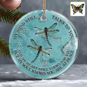 Dragonfly My Mind My Heart My Soul - Personalized Memorial Ceramic Ornament