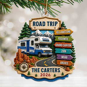 Personalized "Road Trip Adventure" Ornament β Vacation Gift For Couples & Families