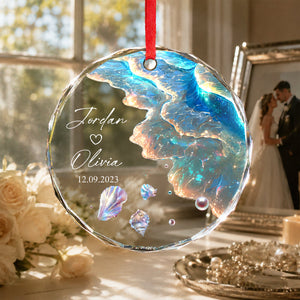Personalized "Ocean Wave" Glass Ornament β Mermaid Tail Keepsake For Engagement & Wedding Gift