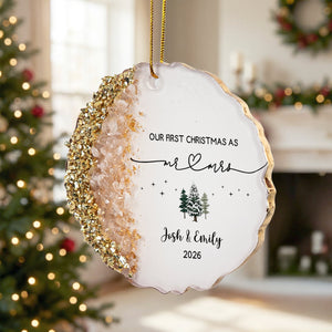 Personalized "Our First Christmas As Mr. & Mrs." Acrylic Hanging Ornament β Wedding & Housewarming Keepsake