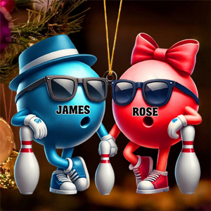 Bowling Couple Ornament - Personalized Custom Name Acrylic Ornament