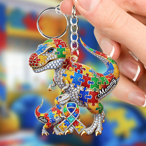 For the Strong Mama Who Shines Bright β Personalized Autism Awareness Keychain