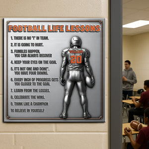 Football Life Lessons - Personalized Metal Sign Gifts For Football Player