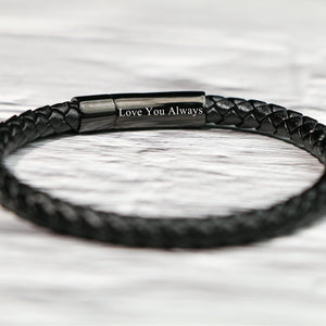 Personalized Memorial Buckle Leather Bracelet