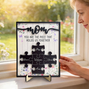 Custom Mother's Day Wooden Plaque β Mom, You Hold Us Together β Personalized Gift For Mom