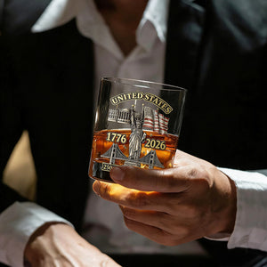American 250th Anniversary Custom Name- Personalized Whiskey Glass