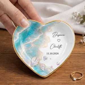 Personalized Ceramic Jewelry Dish β "Our Love Is Like The Ocean Waves" Design | A Romantic Keepsake Gift For Couples