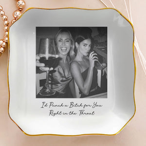 Custom Bestie Photo Trinket Tray โ Personalized Jewelry Dish For Best Friend Friendship Gift