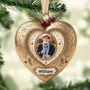 Personalized Vintage Heart-Shaped Christmas Memorial Ornament Custom Photo