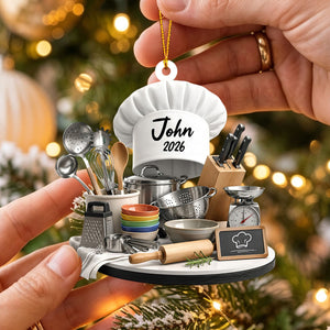 Personalized Kitchen Christmas Ornament | Chef Gift & Cooking Stove Decor
