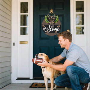 Welcome American Football Wooden Hanging Sign Gift For Football Lover