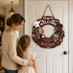 "Welcome To My Kitchen" – Personalized Wood Sign | Gift For Cooking Lovers & Home Chefs