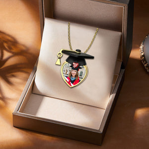 Personalized Photo Dainty Birthstone Graduation Cap Necklace