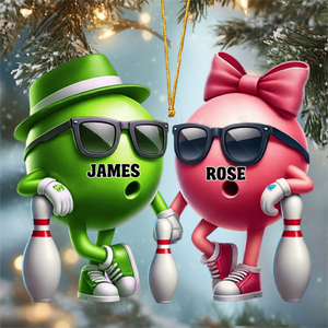 Bowling Couple Ornament - Personalized Custom Name Acrylic Ornament