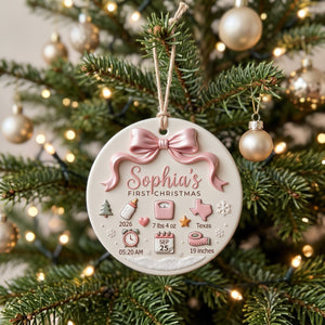 Baby's First Christmas-Personalized Birth Stats Ceramic Ornament Custom Newborn Keepsake Gift