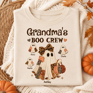 "Grandma's Fall Halloween" β Coquette Faux Patchwork Pattern Shirt | Personalized Gift For Grandma