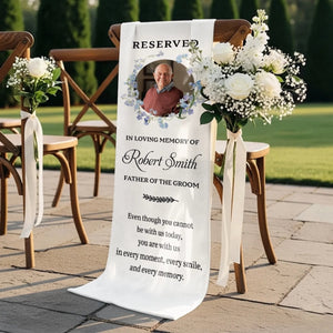 "Reserved For Our Guardian Angel" โ Custom Photo Wedding Chair Sign | Memorial Sympathy Gift For Brides & Grooms