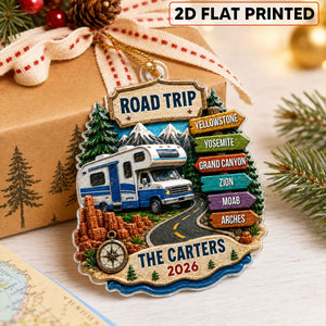 Personalized "Road Trip Adventure" Ornament β Vacation Gift For Couples & Families