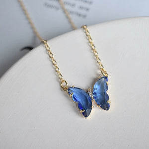 Crystal Butterfly Charm Necklace