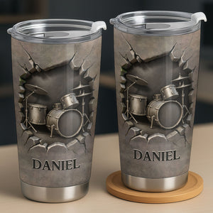 Personalized Beat To The Rhythm Drum Set Tumbler, Gift For Drummers and Music Lovers