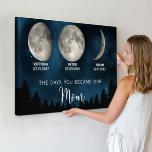 Galaxy Night The Days You Became Our Mom Birthday Moon Phase Personalized Poster, A Heartfelt Gift for Mom’s Birthday