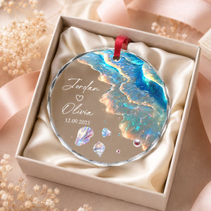 Personalized "Ocean Wave" Glass Ornament β Mermaid Tail Keepsake For Engagement & Wedding Gift