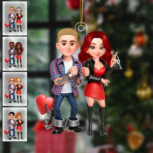 Unique Creative Gift For Couples β Personalized Funny Cartoon Couple Acrylic Ornament With Handcuffed Love Design