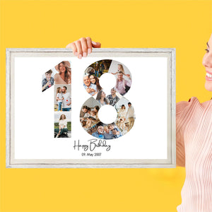 Personalized 18th Birthday Photo Collage Canvas