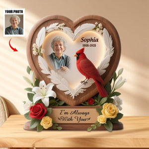 Heart Cardinal Memorial Personalized Acrylic Plaque Custom Shape