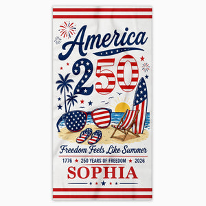 Personalized "Freedom Feels Like Summer" Beach Towel – Family Gift