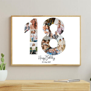 Personalized 18th Birthday Photo Collage Canvas