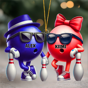 Bowling Couple Ornament - Personalized Custom Name Acrylic Ornament