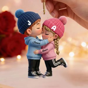 Personalized Acrylic Ornament β Kissing Couple Design Soft Colors | Gift For Her