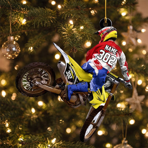 Personalized Motocross Racer Christmas Ornament β Custom Name & Number Keepsake | Gift For Dirt Bike Riders & Motocross Lovers