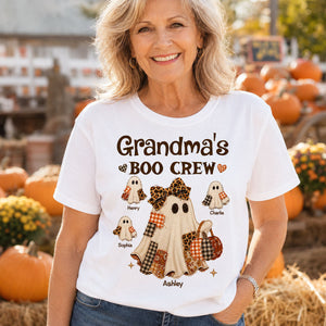 "Grandma's Fall Halloween" β Coquette Faux Patchwork Pattern Shirt | Personalized Gift For Grandma