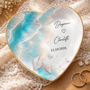 Personalized Ceramic Jewelry Dish β "Our Love Is Like The Ocean Waves" Design | A Romantic Keepsake Gift For Couples