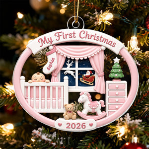 Personalized Baby's 1st Christmas 2026 Ornament β Light Pink & Blue Design | Newborn Keepsake For New Parents