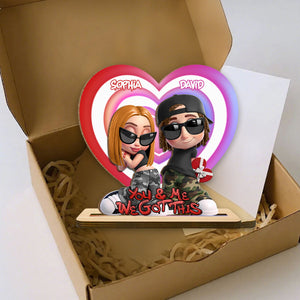 You & Me We Got This, Hearts And Sunglasses, Custom Wood Plaque, Gift For Couples