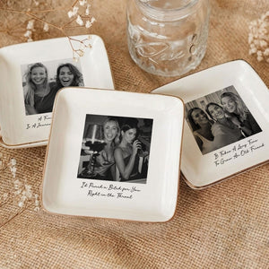 Custom Bestie Photo Trinket Tray โ Personalized Jewelry Dish For Best Friend Friendship Gift