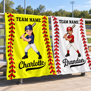 Personalized Baseball & Softball Name & Team Fleece Blanket – Custom Christmas Gift For Young Players